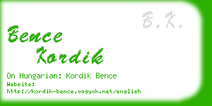 bence kordik business card